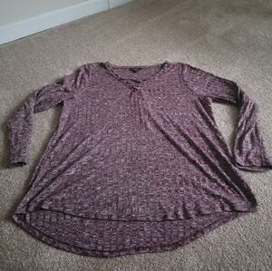 Rock & Republic Textured Purple Long Sleeve Top